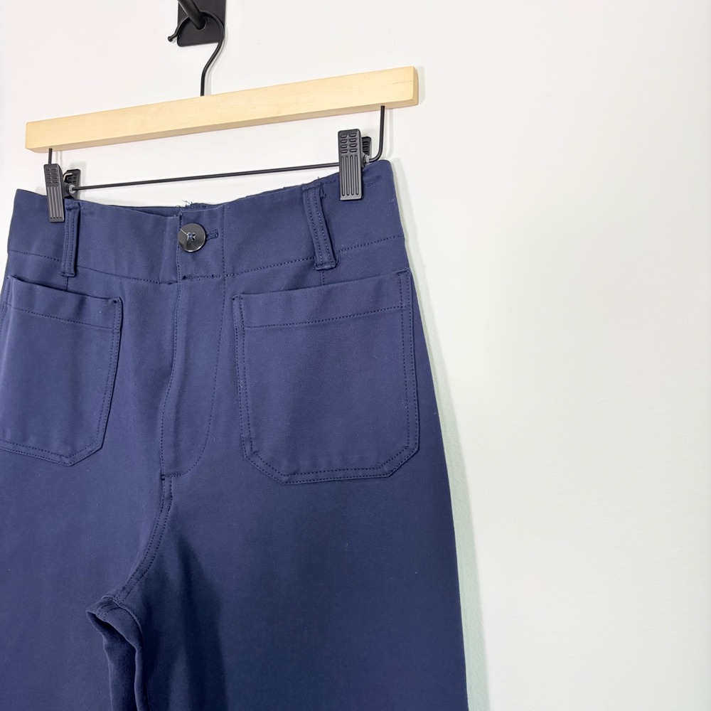 Maeve Anthropologie The Colette Wide Leg Crop Point Pants Blue Navy Blue 28 - Picture 4 of 9
